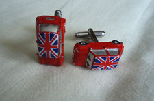 Red Mini Union Flag / Jack British Novelty Car Cufflinks Metal Enamel    (ref2)