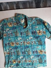 Kahala Avi Collection Hawaiian Shirt Men’s Large Print Blue Made in USA