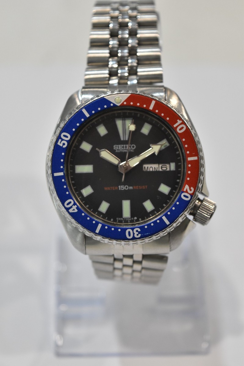 Vintage Seiko Pepsi Diver 6309-7290 Automatic Watch 42mm jubilee