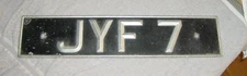 ORIG BRITISH ENGLISH LICENSE PLAT TAG "JYF 7" 40S 1950S ROLLS-ROYCE BENTLEY JAG