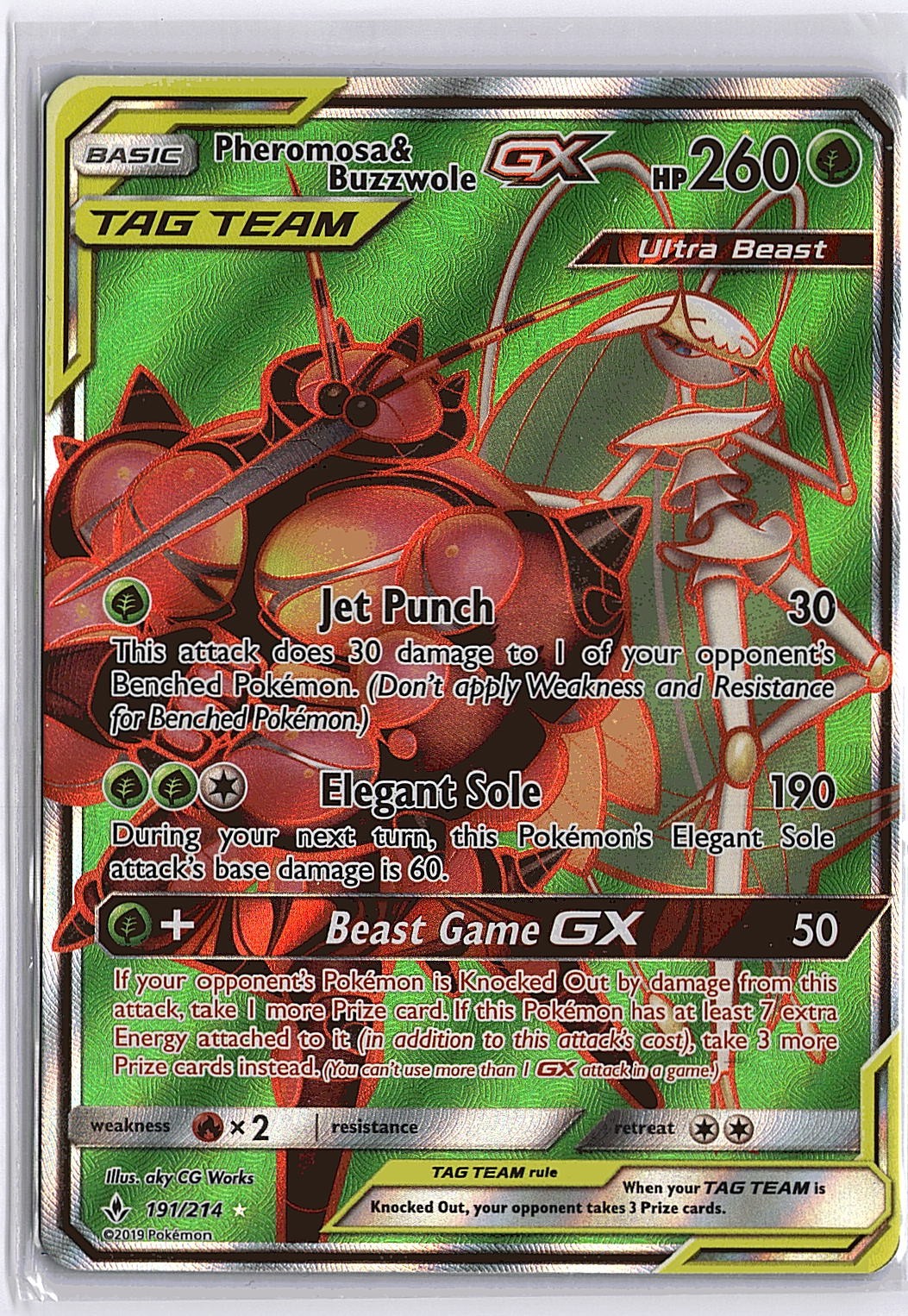 Pheromosa & Buzzwole GX (191) (Full Art) SM - Unbroken Bonds 191/214 NM