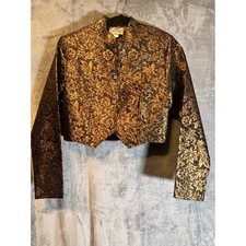 Vintage 1849 Authentic Ranchwear Gold Brocade Cropped Jacket Size XS Made in USA