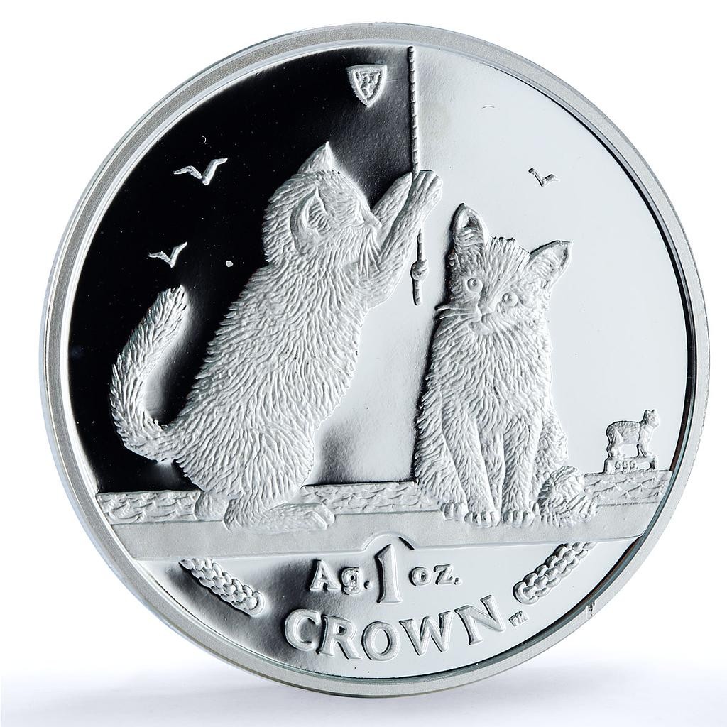 Isle of Man 1 crown Somali Kittens KM-1072a Cat Crowns proof