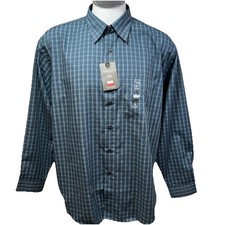 Van Heusen Mens Shirt XL 17-17 1/2 Long Sleeve Plaid Business Casual Gray.  X17