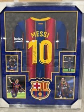 Lionel Messi Signed Barcelona Jersey Framed Beckett Authenticated