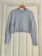Zara M Cropped Strick Pullover weich blau fli...