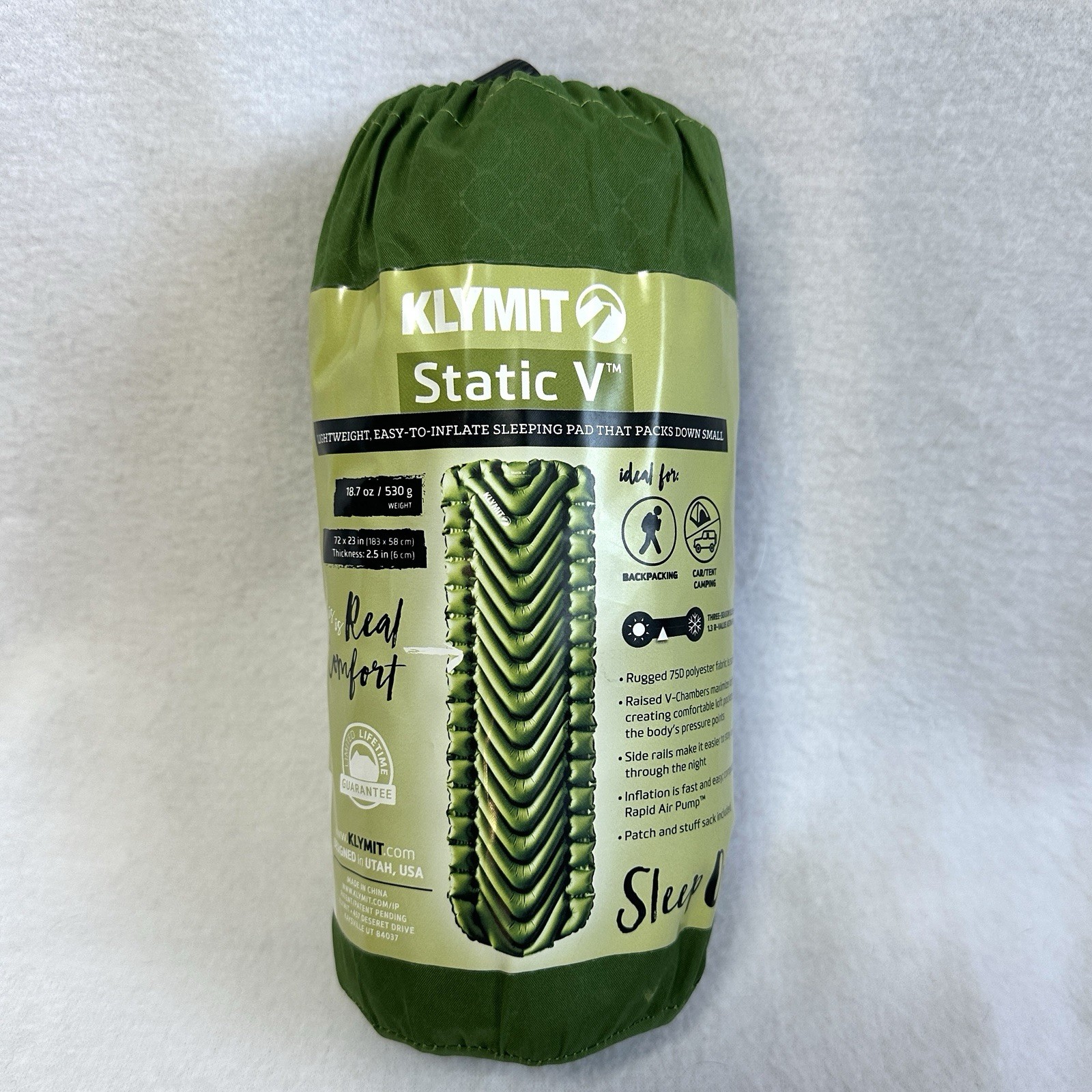 Klymit Static V Sleep Sleeping Pad Lightweight Camping Backpacking Green New