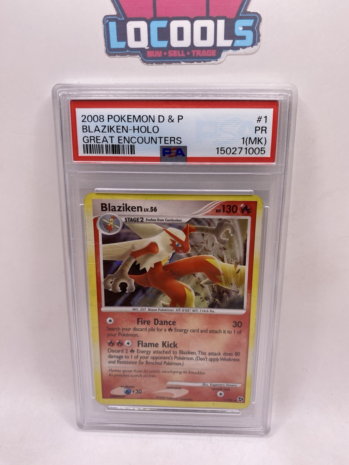 2008 Pokemon Diamond & Pearl Blaziken Holo 1 Great Encounters PSA 1