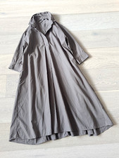 Uniqlo Womens Grey A-Line Shirt Dress Size S Relaxed Fit 100% Cotton