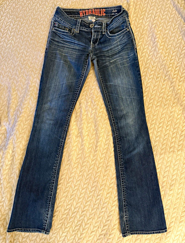 HYDRAULIC Women's Dark Wash Blue Denim Bootcut Jeans Size 0 Embroidered