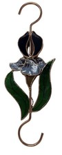 Handmade Stained Glass Purple, Blue, Green Gold Iris Suncatcher 10 Dual Hook