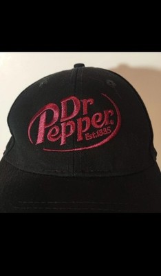 Dr Pepper Est. 1885 Black Baseball Cap Hat Red Embroidered Logo