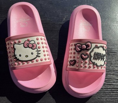 Hello Kitty Pink Slide Sandals Women s Size 7 Sanrio Cute Hearts Bows