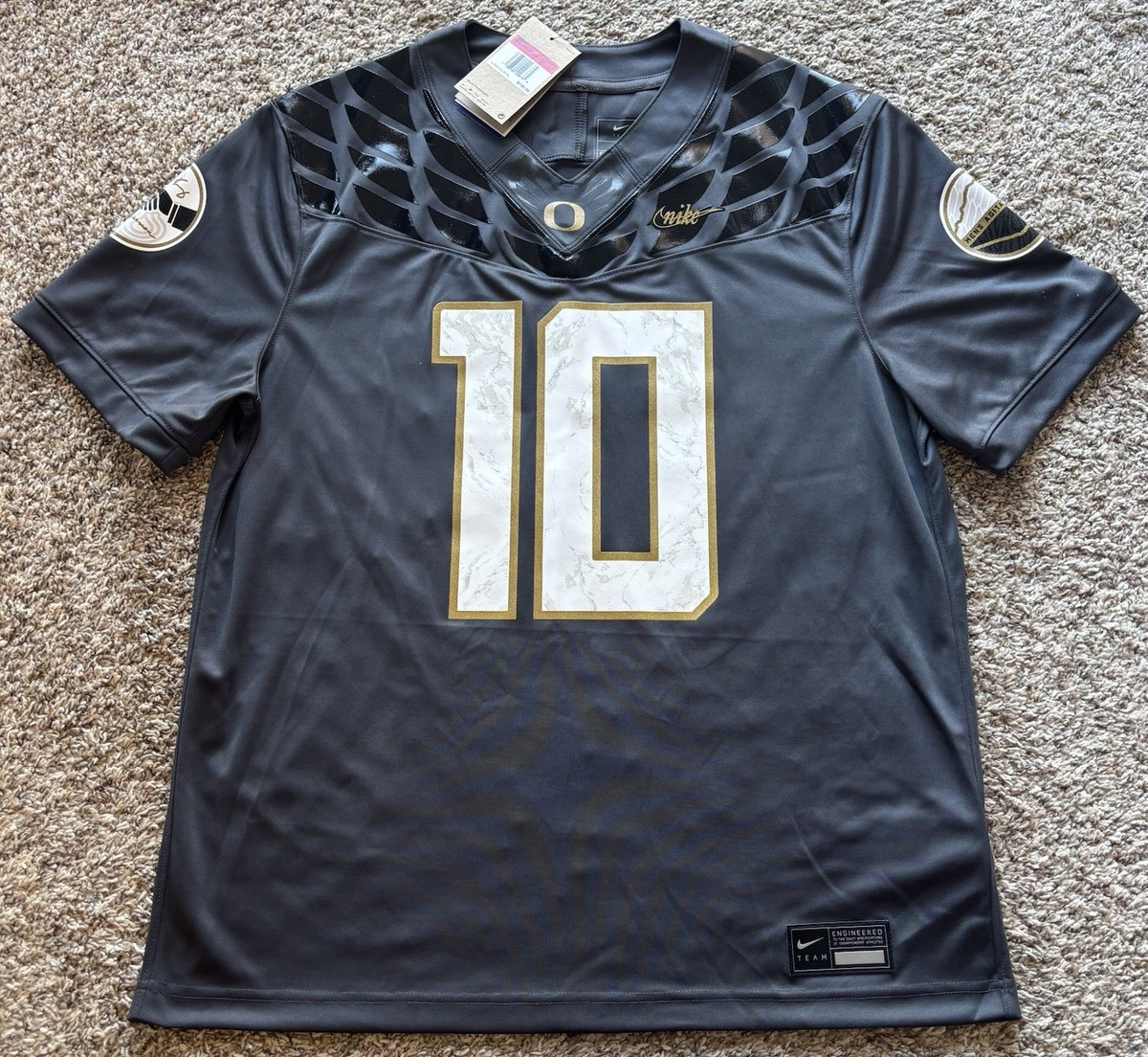 Authentic Nike Oregon Ducks Justin Herbert Shoe Duck Gray Jersey M