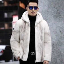Cappotto visone uomo pelliccia con cappuccio nuovo spesso caldo inverno business formale pelliccia giacca