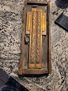 Early Arts & Crafts Antique Architectural Wooden Panel Remnant Repousse Mold Box