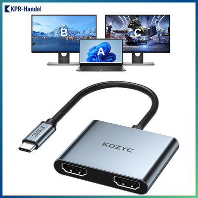 USB C Hub Dual HDMI 4K@60Hz, Type C HDMI Splitter für Dell/Samsung