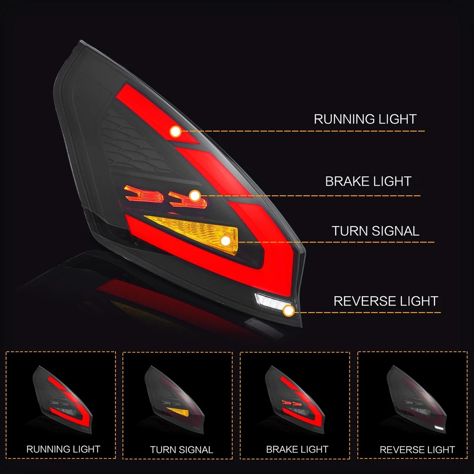 Pair VLAND LED Rear Tail Lights For 2008-19 Ford Fiesta Hatchback W/Animation - Image 2 of 4