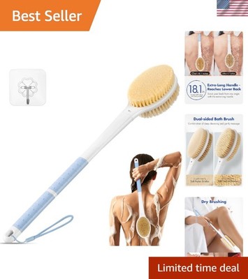 Exfoliating Shower Brush with Wild Boar and Nylon Bristles - Blue