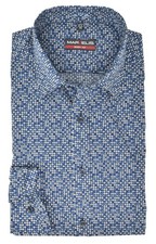 Marvelis men's business shirt body fit Kent collar long sleeve pattern blue/white