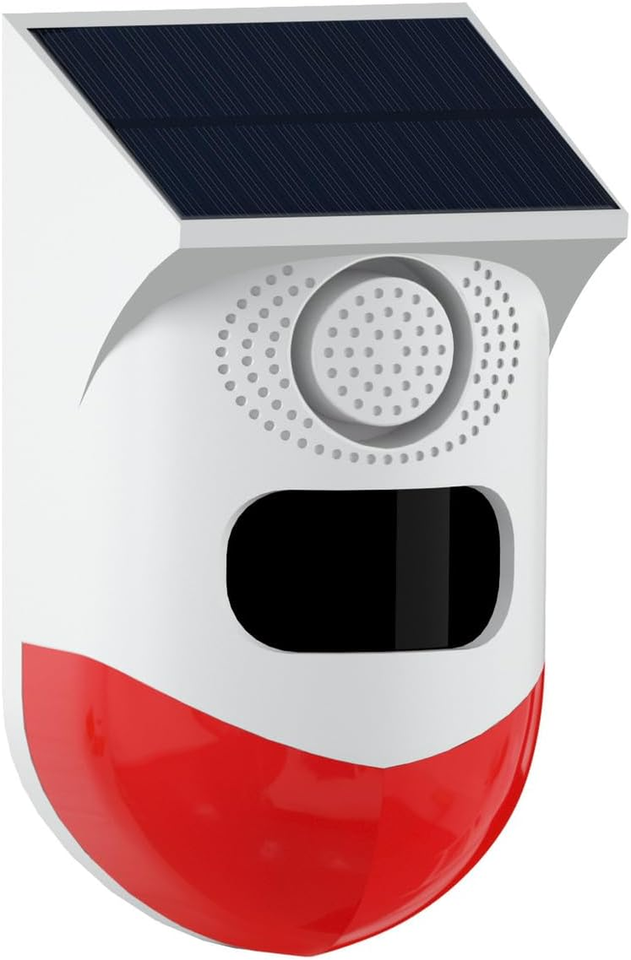 Wifi Solar Motion Sensor Alarm Outdoor, 120Db Siren Strobe Light ...