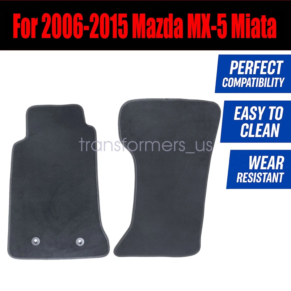 Alfombrillas de terciopelo de repuesto negras para Mazda MX-5 Miata 2006-2015 2 piezas Foto 3 de 4