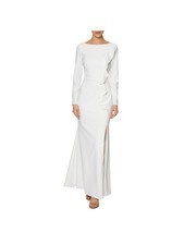LAUNDRY BY SHELLI SEGAL Womens White Long Sleeve Formal Sheath Dress 4