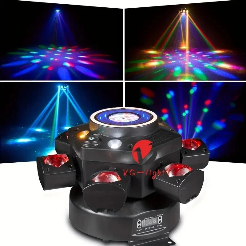 New 6 Arm Laser Beam Strobe Moving Rotation Stage Effect Light for Home Party - Image 4 of 4