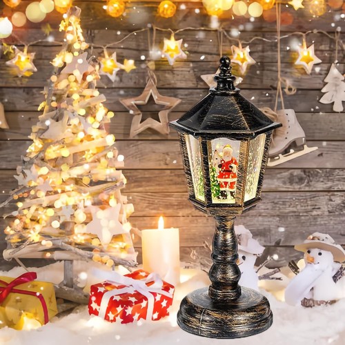 Christmas Lantern Snow Globe with Music, Christmas Decoration Vintage Lighted - Picture 6 of 7