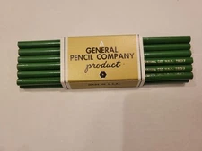 VTG, General Pencil Company (12) Green Crayon #1207 Pencils Unused, USA Made