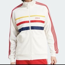 Adidas The First TT Track Top White Red 3-stripe Jacket IW3233 Full Zip SMALL