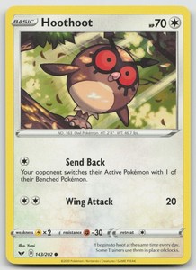 Hoothoot 143/202 Sword & Shield Base Set Common Pokemon Card