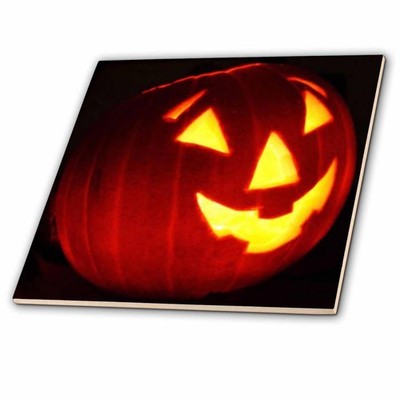 3dRose LLC Halloween Jack O Lantern 12-Inch Ceramic Tile