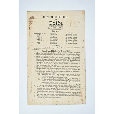 #ad 1925 Exide Instructions Radio Batteries Electric Storage Battery Co Philadelphia $9.95