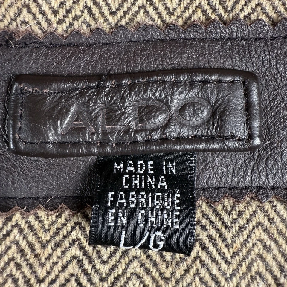 Abrigo Chaqueta Moto Cuero Nylon Aldo Hombres Talla Grande Mezcla Lana Forro Espiga Foto 3 de 4