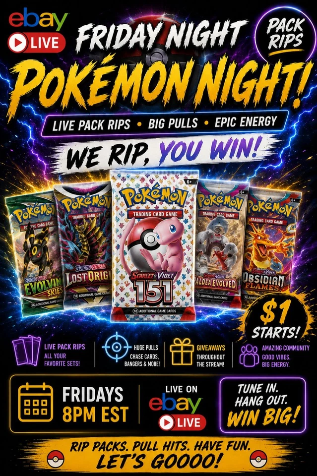 🔥FRIDAY NIGHT POKEMON NIGHT🔥 PACK RIP OR SHIP