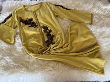 ELEGANT Handmade Caftan Dress Size Large Women with sequience flowers