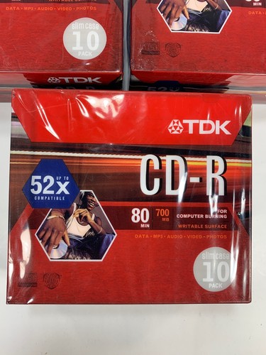 TDK CD-R Data Computer Burning 80Min 700MB 48X Slim Case 30 cds NEW Sealed - Picture 2 of 9