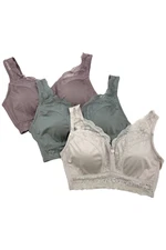 Rhonda Shear 3-pack Pin-Up Bra w/ Removable Pads Grays