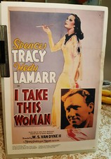 Vintage film poster print I Take this Woman with Spencer Tracy Hedy Lamarr 1940
