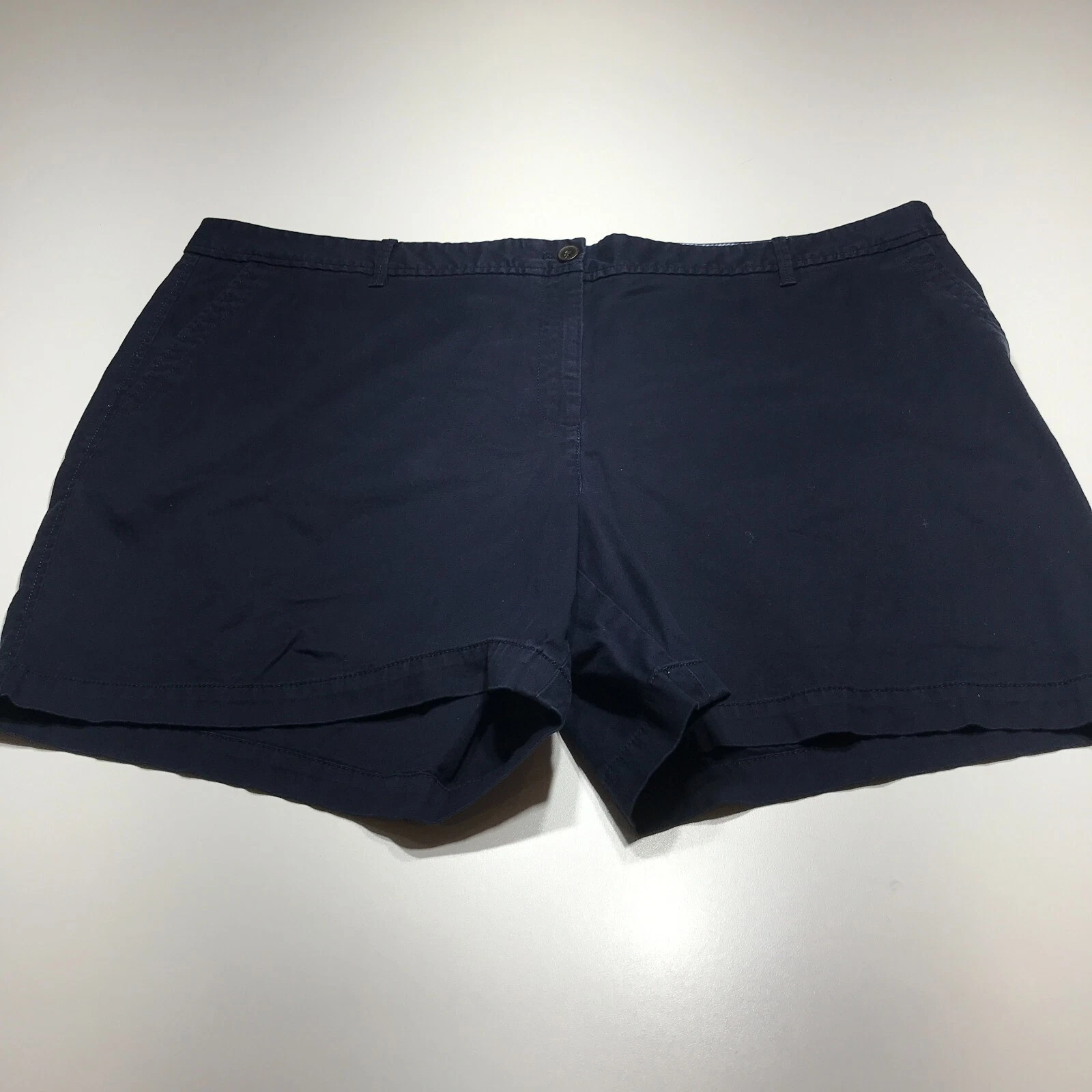 JORDAN Talbots donna 22W Plus blu navy sbiadito relax chino midi misto cotone passeggio