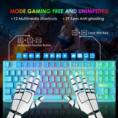UK Layout Ensemble Clavier Et Souris De Jeu Clavier De Jeu Ergonomique Rainbow Rétroéclairé Rainbow + 2400DPI 6 Boutons Optique Souris De Jeu USB Rainbow LED + Tapis De Souris Gratuit