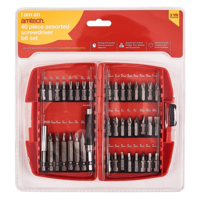 Chrome Amtech 40pc Screwdriver Bit Set for sale online | eBay