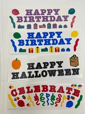 Creative Memories Happy Birthday Celebrate Halloween 4 pc Sticker Vintage 1997