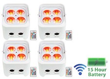 4 Rockville BEST PAR 50 White Rechargeable Par Wash Lights Wireless DMX RGBWA UV