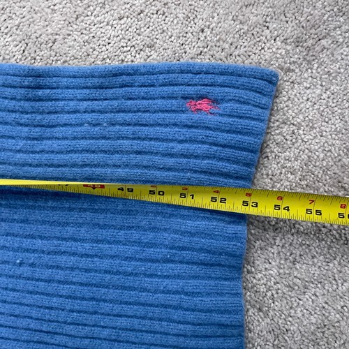 VINTAGE Polo Ralph Lauren Mens Scarf Blue Lambswool Wool Ribbed Preppy - Picture 6 of 8