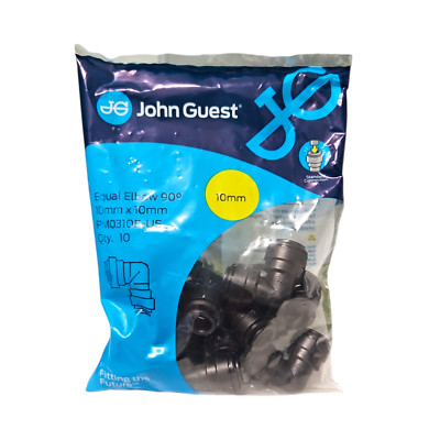 John Guest PM0310E Black Reducing Elbow Connector Size 10MM x 10MM - 10PACK