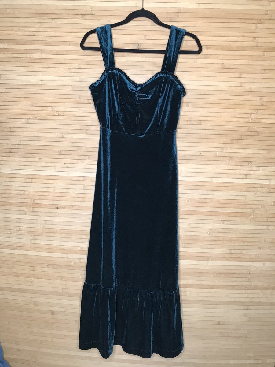 Betsey Johnson Sz S Dark Emerald Green Velvet Holiday Party Dress Maxi 90s  Y2K | eBay