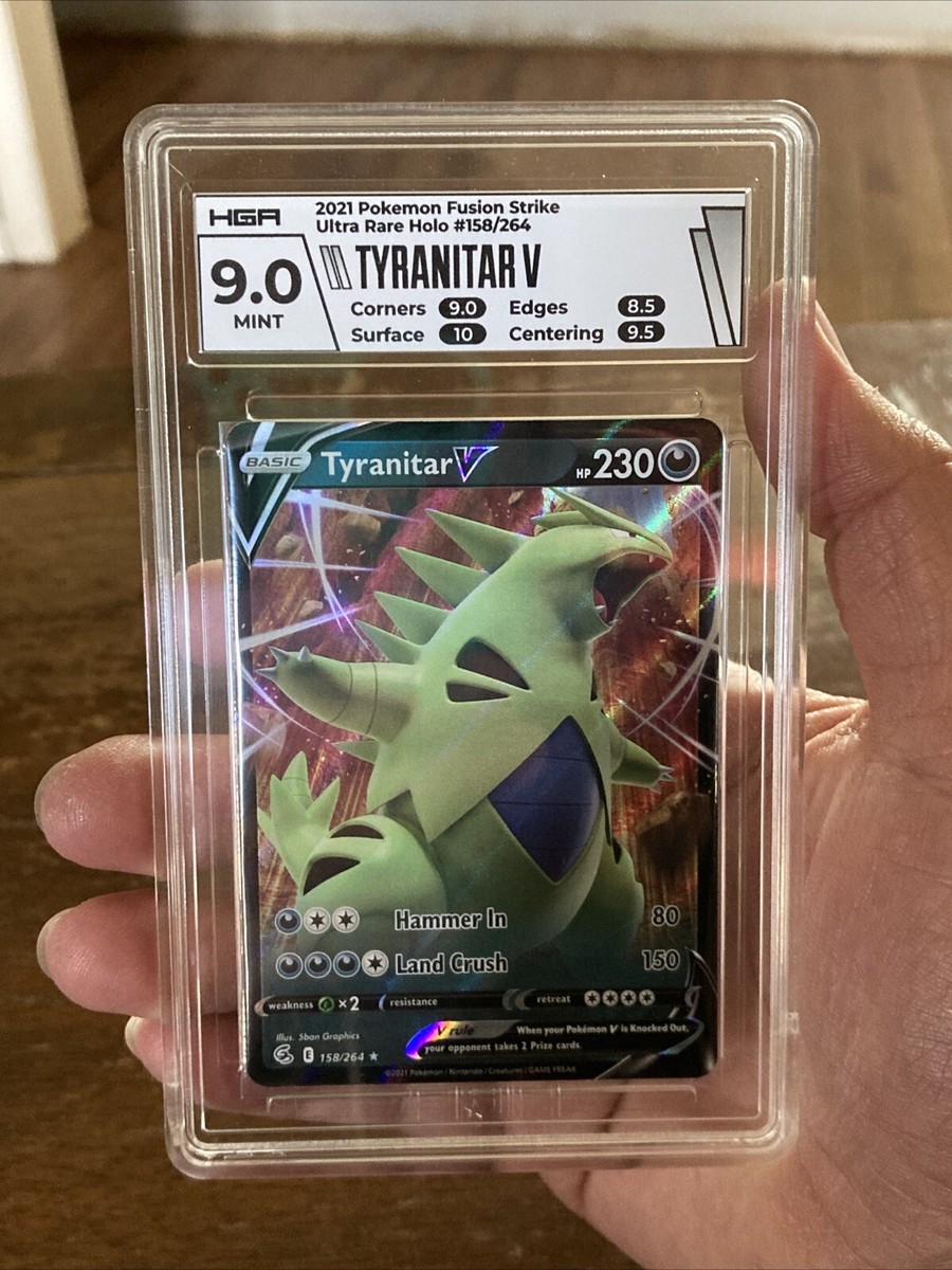 Tyranitar V #158 Fusion Strike Ultra Rare Holo Pokemon TCG Card Graded 9.0  HGA