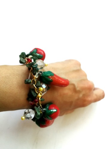 Chain Pendant Bracelet Elegant Luxury Jewelry Woman Accessories Fruits Hot Chili - Picture 5 of 24